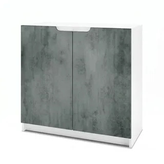 Vladon Kommode Logan Fronten in Beton Dunkel Optik , Dunkelgrau , Holzwerkstoff , 82x78x37 cm , Kleinmöbel, Kommoden, Kommoden