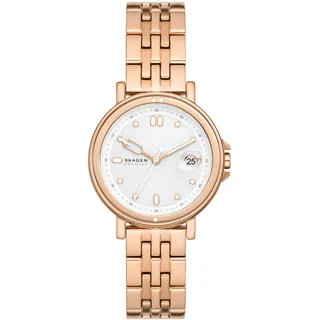 Skagen Quarzuhr »SIGNATURE LILLE SPORT« Armbanduhr, Damenuhr, Datum, Edelstahlarmband, rosegold