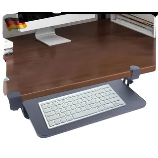 Tastaturerhöhung Tischmontage, MDF & Kohlenstoffstahl, 52 cm x 25 cm, Ausziehbare Distanz 25 cm, Abstandsjustierungsbereich 1-4 cm, Maximale Tragfähigkeit 20 kg