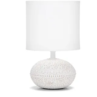 Aigostar Tischlampe aus Keramik, Vintage Tischleuchte mit Stoffschirm, E14 Fassung, max.40W, Moderne Nachttischlampe, Nachtlicht für Schlafzimmer, Wohnzimmer, Büro (ohne Leuchtmittel) - H225mm