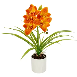 I.GE.A. Kunstorchidee »Orchidee Phalaenopsis im Topf« Blume Kunstblume Seidenblumen Hochzeit Deko Blüte, orange