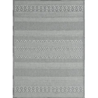 Outdoor Teppich Flachgewebe Balkonteppich Terasse Küchenteppich Wetterfest Beige Grau - Grau