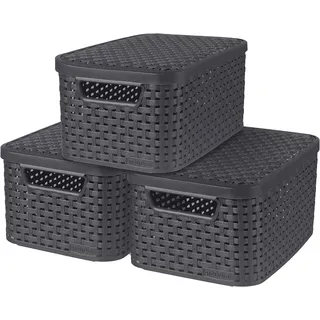 Curver Aufbewahrungsbox 29 x 20 x 14 cm 3-tlg. anthrazit