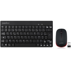 Perixx PERIDUO-712, Ensemble Clavier Souris Mini Sans Fil pour Windows - 12 Touches Multimédia, Noir, AZERTY