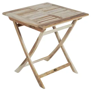 Gardenson Gartenbeistelltisch , Hellbraun , Holz , Teakholz , Hartholz , quadratisch , eckig, X-Form , 70x75x70 cm , klappbar, wetterbeständig, UV-beständig, einfacher Aufbau , Gartenmöbel, Gartentische, Garten-Beistelltische