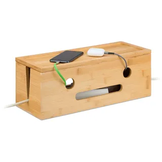 Relaxdays Kabelbox 16 x 17,5 x 15,5 cm 1-tlg. braun