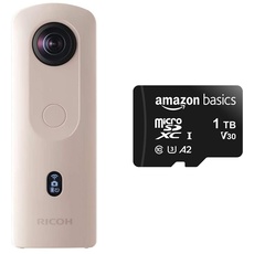 Ricoh Imaging Theta SC2 - BEIGE Kompaktkameras BEIGE & Amazon Basics - MicroSDXC, 1 TB, mit SD-Adapter, A2, U3, lesegeschwindigkeit von bis zu 100 Mbit/s