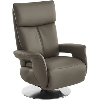 Cantus Relaxsessel , Graubraun , Metall , Echtleder , Color-Finish-Leder , 78x112x85 cm , Fußauswahl, Lederauswahl, Stoffauswahl, Liegefunktion, Aufstehhilfe, Herz-Waage-Funktion , Wohnzimmer, Sessel, Ledersessel