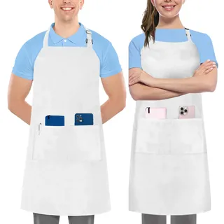 Utopia Kitchen 2er Pack Unisex Grillschürze mit geräumigen Taschen Verstellbare Latzschürzen für Männer und Frauen ideal für Köche Kochen Grillen und Backen Blau