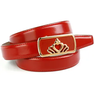Ledergürtel ANTHONI CROWN, Damen, Gr. 95, rot, Leder, unifarben, Gürtel Ledergürtel, in rot mit Kristall-Glas-Schnalle