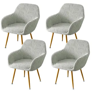 EBETA Stuhlhussen mit Armlehne Stretch Stuhlbezug Abnehmbare Sesselbezug Schonbezug für Esszimmerstühle Stuhlabdeckung Schwingstuhlhussen (Hellgrau, 4 Stück)