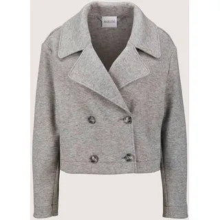 Madeleine Jerseyblazer MADELEINE "Blazer Zweireihiger Kurzblazer", Damen, Gr. 48, weiß (graphit, wollweiß, melange), Obermaterial: 51% Viskose CV. 28% Polyamid PA. 21% Polyester PES., Modern, normal, Blazer Jerseyblazer
