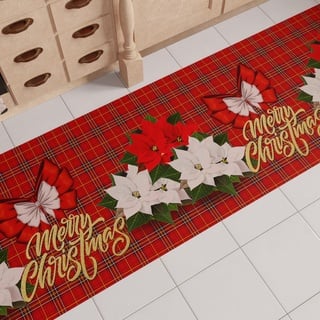 PETTI Artigiani Italiani TPCDN-MS1666, Küchenläufer für Weihnachten, rutschfest und waschbar, 52 x 280 cm, Blumenmuster, 100% Made in Italy