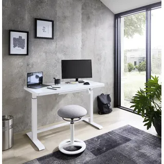 Lift4Home Schreibtisch Glas elektrisch höhenverstellbar Weiß - Weiß