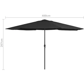 vidaXL Sonnenschirm Ø 390 cm Schwarz