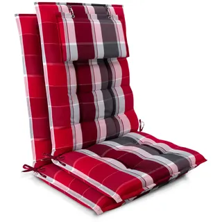 Beautissu Hochlehner Auflage 120 x 50 x 8 cm rot gestreift 2 St.