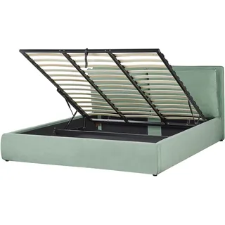 Beliani Bett Mintgrün Textil, 180x200 cm