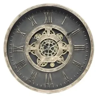 PRENDELUZ Wanduhr, Schwarz und Gold, 60 x 60 x 7 cm, mit Zahnrädern und Bewegung, ideal für Dekoration und Zeitmarkierung.