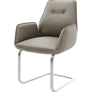 DeLife Freischwinger Zoa-Flex Echt-Leder Schlamm Freischwinger flach Edelstahl Taschenfederkern, Esszimmerstühle