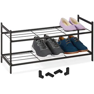 Relaxdays Schuhregal 70 x 33,5 x 26 cm offen, stapelbar / schwarz