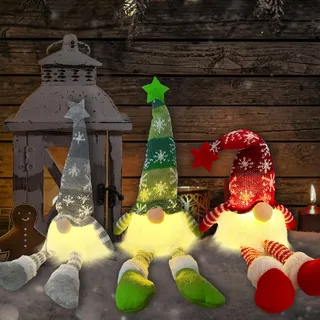 3 Stück Weihnachtsdeko Wichtel, Led Weihnachtswichtel Figuren Weihnachten Wichtel Zubehör Leuchtende Tomte Kantenhocker Groß Skandinavische für Valentinstag Weihnachten und Festival