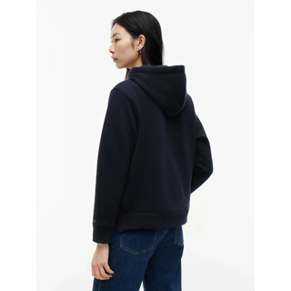 Kapuzensweatshirt TOMMY HILFIGER, Damen, Gr. XS (34), blau (desert sky (dunkelblau)), Sweatware, Obermaterial: 64% Baumwolle, 36% Polyester, bestickt, unifarben, figurbetont hüftlang, Rundhals, Bündchen, Sweatshirts Kapuzensweatshirt, mit Tommy Hilfiger Logostickerei