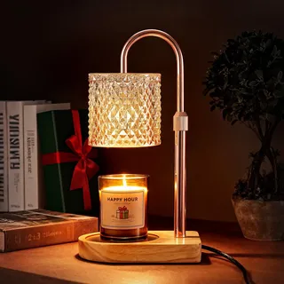 Adewalk Kerzenwärmer Lampe Candle Warmer mit Timer & Dimmer - Höhenverstellbare Kerzenlampe, 2x 50W Birnen, Duftkerzenwärmer für Glaskerzen, Flammenlos & Sicher, Geschenk & Home Dekor, Natur​