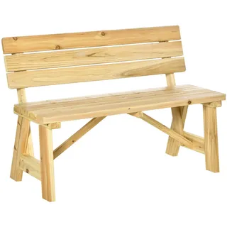Outsunny Parkbank, 2-Sitzer, 116 x 56 x 80 cm, Massivholz, Naturholz , Eukalyptusholzfarben , Holz , 56x80x116 cm , Gartenmöbel, Gartenbänke