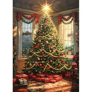 GLIDIAM Diamond Painting Weihnachtsbaum, Diamant Malerei Bilder Weihnachten, 30x40cm DIY Full Drill Basteln Erwachsene, Mosaik Stickerei Kreuzstich Geschenk für Wanddeko Wohnzimmer Schlafzimmer