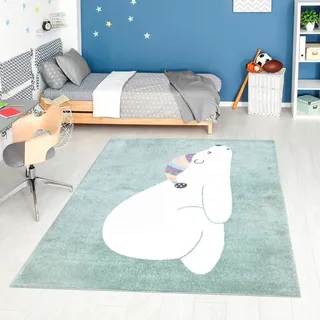 Kinderteppich CARPET CITY "ANIME921", grün, B:160cm H:11mm L:230cm, Polypropylen (PP), Teppiche, Kinderteppich, Kinderzimmer Teppich Modern mit Mond, Blumen, Wolken, Creme, Multi