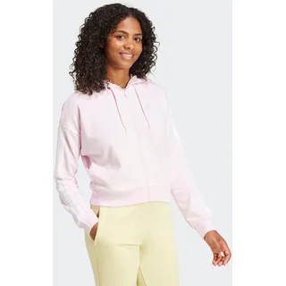 adidas Damen, Essentials 3-Stripes French Terry Full Zip Hoodie, Clear Pink/White, XL,