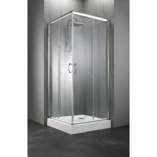 WELLTIME Eckdusche WELLTIME "Summer Set", grau (chromfarben), B:90cm H:190cm T:90cm, Duschkabinen, variabler Verstellbereich, mit Schiebetüren