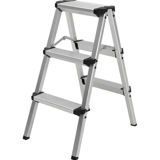 Craftfull Doppel-Klapptritt CF-131A | Aluminium-Trittleiter - Anti-Rutsch - Leiter - Klappbar - Sicherheitsbügel - 150 kg - 2-5 Stufen (2 x 3 Stufen)