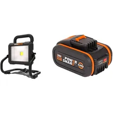 Bundle aus WORX WX026.9 LED Akku Arbeitsleuchte 20V + WA3553 PowerShare Akku 20V 4Ah