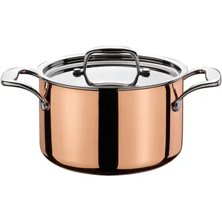Spring CULINOX Fleischtopf mit Deckel | Ø: 16cm, Höhe: 10 cm | 2 ltr | 0,5 mm Außenschicht aus Kupfer | rostfreier Edelstahl Topf | induktionsgeeignet | Für alle Herdarten | Kochtopf Edelstahl