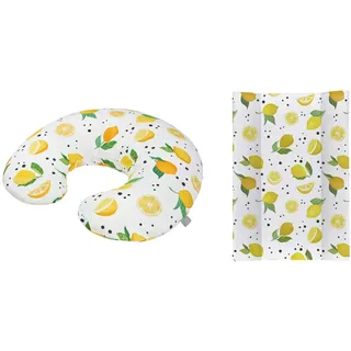 Rotho Babydesign Stillkissen-Set Mini, 180 x 33 cm, Inkl. Keilwickelauflage, 70 x 50 cm, ab 0 Monate, Lemon Chill
