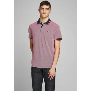 JACK & JONES Poloshirt 'Paulos' Rot,Weiß,Dunkelblau - M