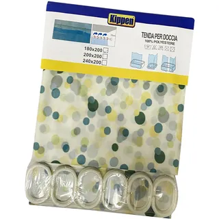 kippen 1715A2 Duschvorhang aus Polyester mit 12 Haken aus Kunststoff, Maße: 180 x 200 cm