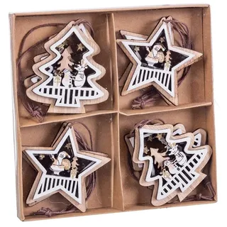 Set 8 Anhänger aus Holz, 6 cm