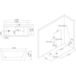 Whirlpool Badewanne Spa Wannen LED-Beleuchtung Massagedüsen Sprudel - Weiß