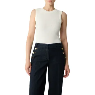 Comma Stricktop aus Viskosemix im Slim Fit, weiß