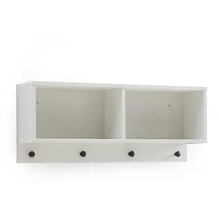 arthur berndt Wandregal Thilo 78/32/20 cm 4 Haken , Weiß , Holzwerkstoff , Rechteckig , 78x32x20 cm , Blauer Engel, Hergestellt in Deutschland , Wohnzimmer, Regale, Wandregale