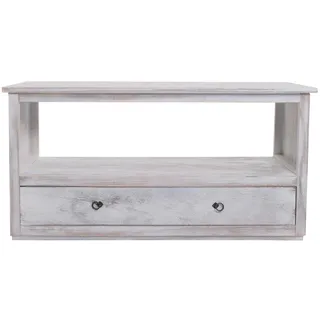 Mendler TV-Rack 93,5 x 13,5 x 33 cm Weiß Aluminium/Holz