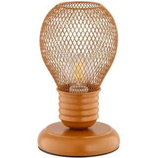 Tischlampe Kinderzimmer Metall 21 cm hoch Orange E14 Draht Schirm Tischleuchte