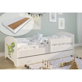 Kids Collective Kinderbett Dinosaurier 80 x 160 cm Holz lackiert weiß