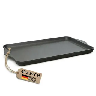 Lieblingspfanne Teppanyaki Grillplatte XXL 43x28 cm - mit Seitengriffen - glatte antihaftbeschichtete Plancha aus Aluminium Guss für alle Herdarten inkl. Induktion und Außengrill