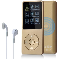 COVVY 8GB Tragbare MP3 Musik Player, Support bis zu 64GB SD Speicherkarte, Lossless Sound HiFi MP3 Player, Music/Video/Sprachaufnahme/FM Radio/E-Book Reader/Fotobetrachter(8G, Gold)