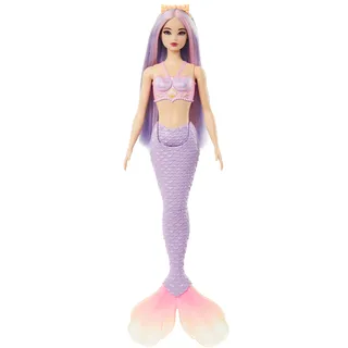 Barbie Meerjungfrau-Puppe mit fantasievollem Haar in Pink und Flieder (HRR06)