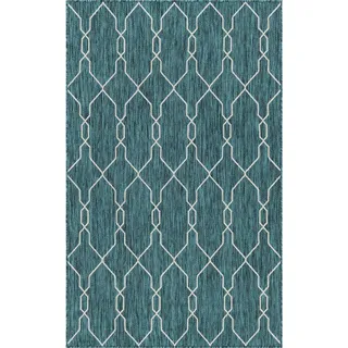 Xxxl Webteppich , Blau, Grün , Textil , Graphik , rechteckig , 150x245 cm , Oeko-Tex® Made IN Green , für Fußbodenheizung geeignet, schmutzabweisend, UV-beständig, pflegeleicht, strapazierfähig, leicht zusammenrollbar , Teppiche Und Böden, Teppiche, Webteppiche