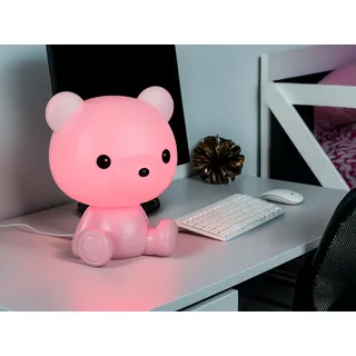 Ausgefallene USB Tischlampe Teddy mit Farbwechsel für Kinderzimmer Rosa H: 24cm
